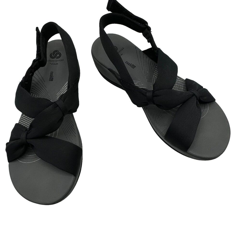 Clarks Cloudsteppers Womens Size 9 Arla Primrose Strappy Sandals Comfort Black